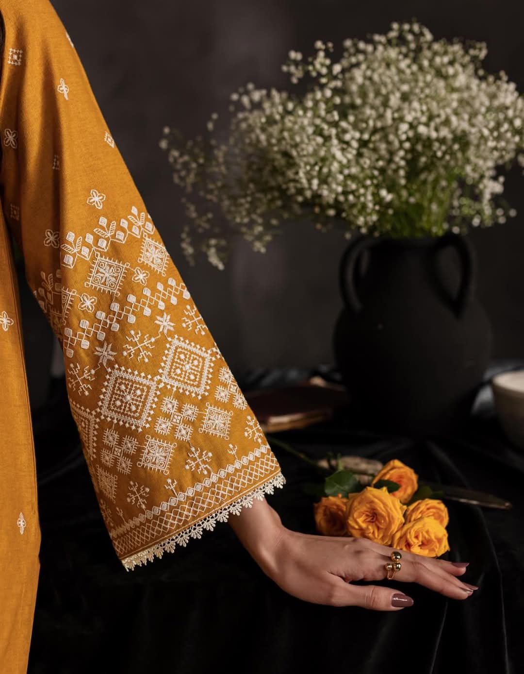 2 Pc Lawn Embroidered (Gold)