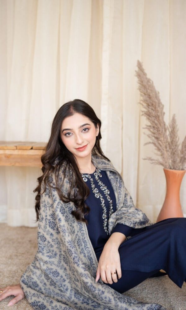 3 Pc Lawn Embroidered (Blue)