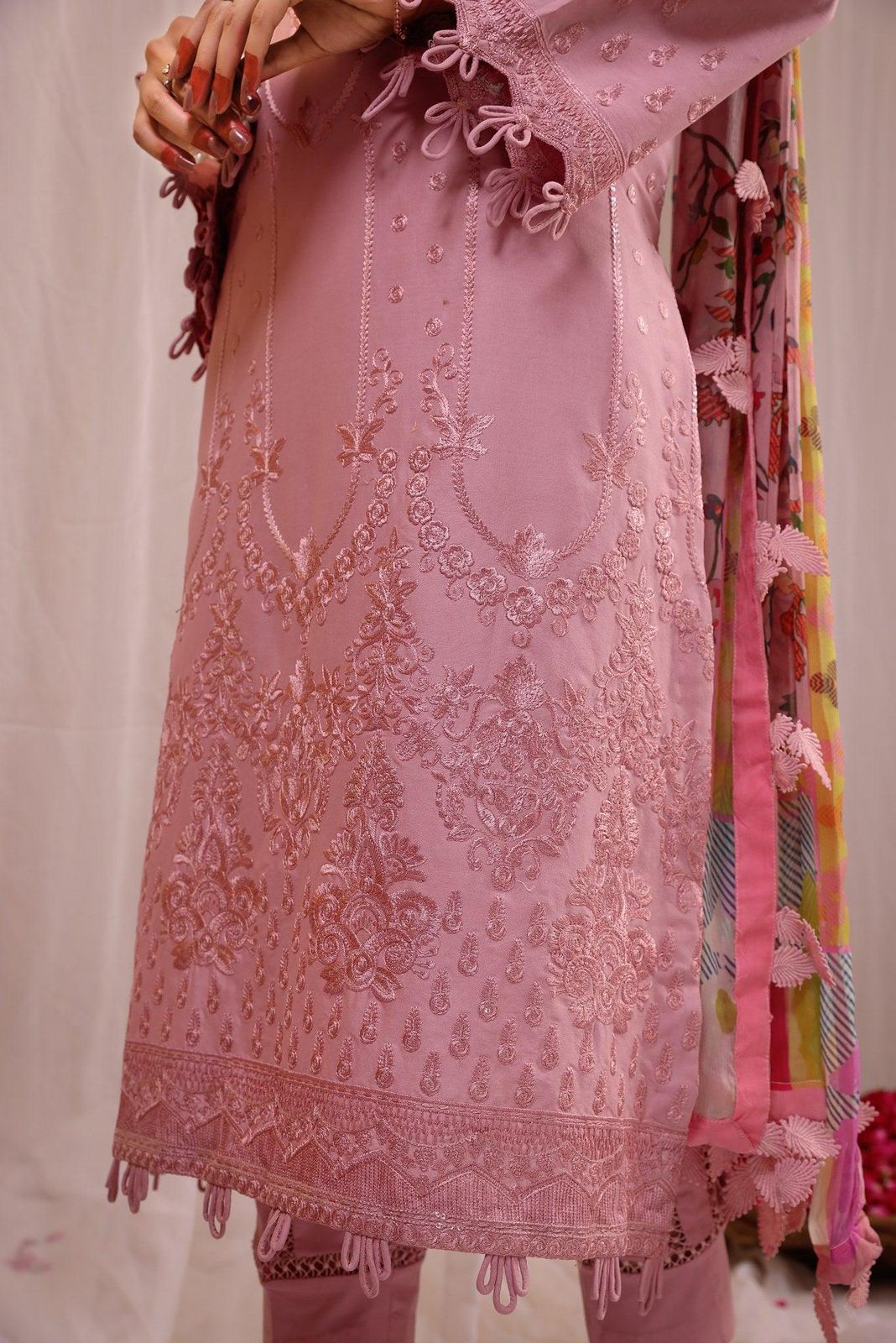 DHANK EMBROIDERED 3PC (ROSE PINK)