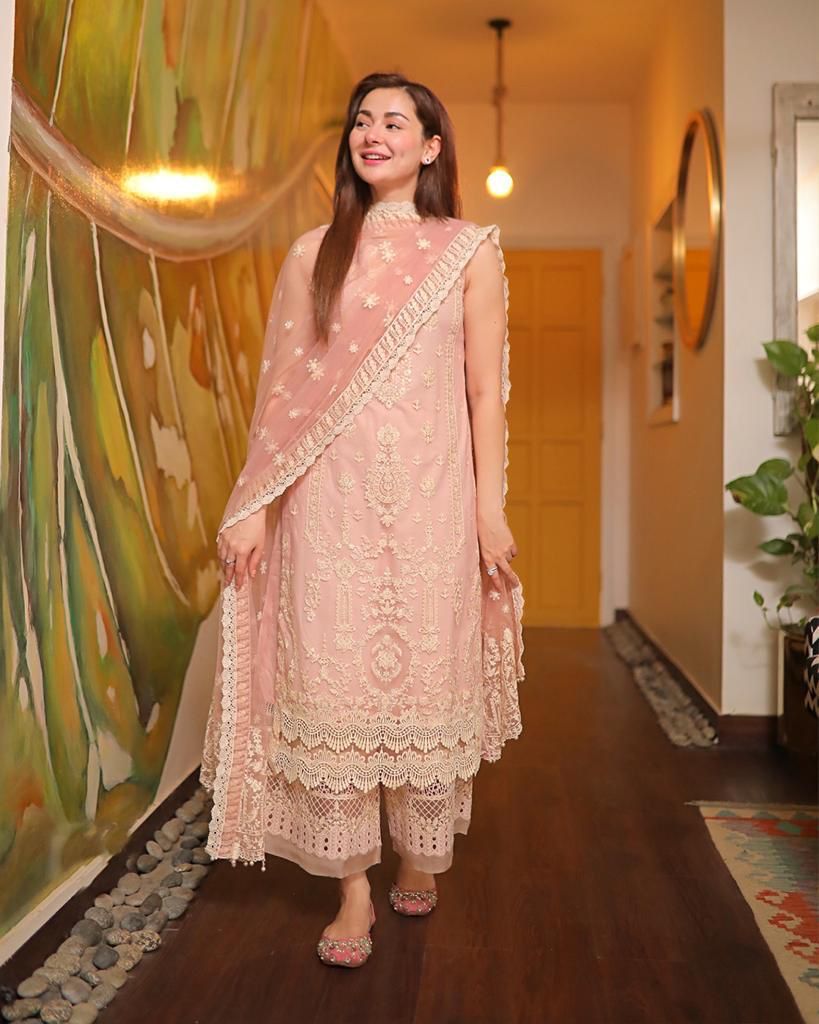 3 Pc Lawn Embroidered ( Peach)