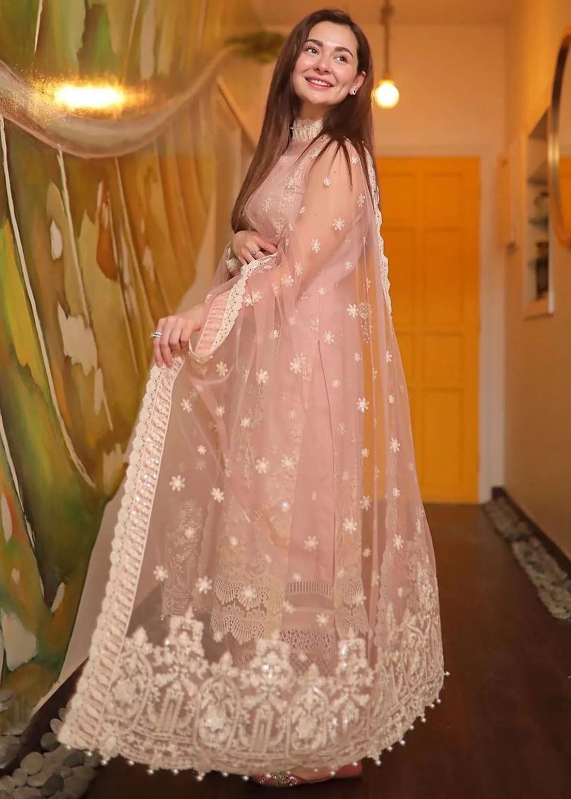 3 Pc Lawn Embroidered ( Peach)