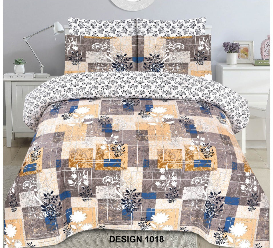 Cotton 3Pc Bedsheet (1018)