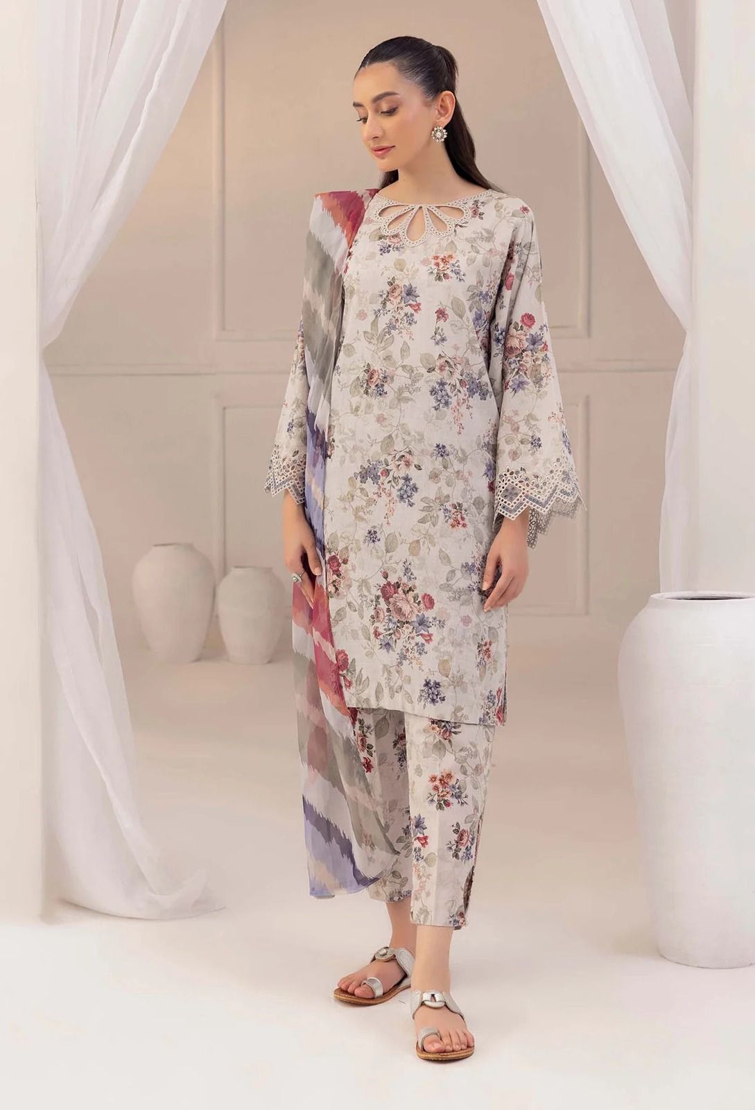 LAWN PRINT & EMBROIDERED 3PC
