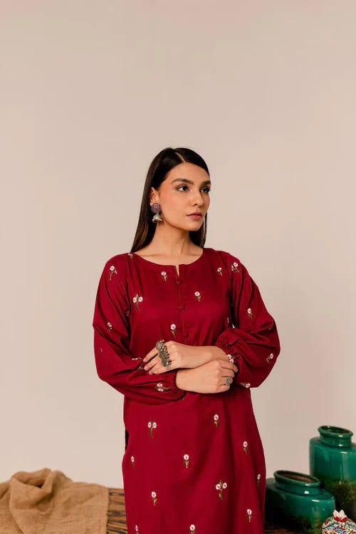 2Pc Lawn Embroidered (Maroon)