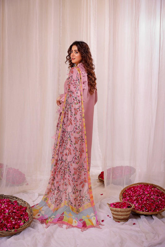 DHANK EMBROIDERED 3PC (ROSE PINK)