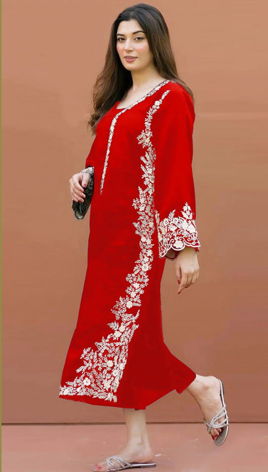 2 Pc lawn Embroidered (RED)