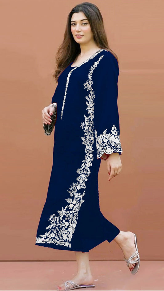 2 Pc lawn Embroidered (BLUE)