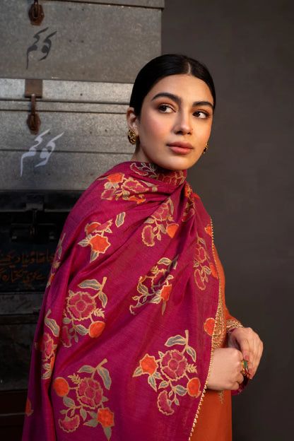 3 Pc Lawn Embroidered (Mustard)
