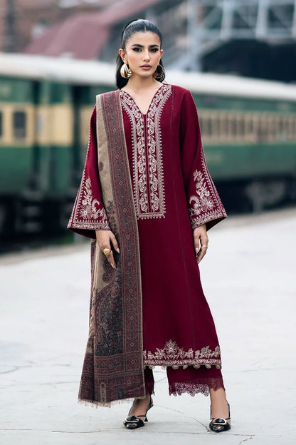 3 Pc Lawn Embroidered (Maroon)