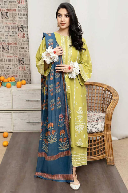 3 Pc Lawn Embroidered (Lemon)
