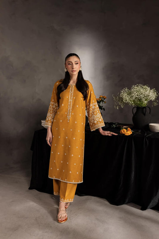 2 Pc Lawn Embroidered (Gold)