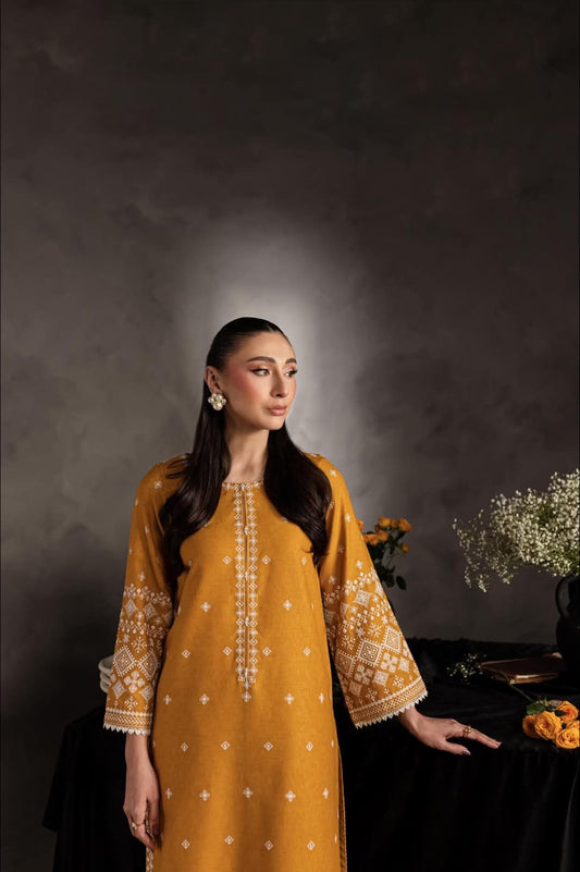 2 Pc Lawn Embroidered (Gold)